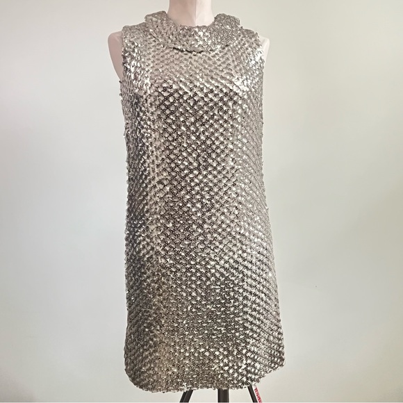 Vintage 1960s Sequined Mini Dress Size 7 - Glamour & Sparkle - Picture 1 of 17